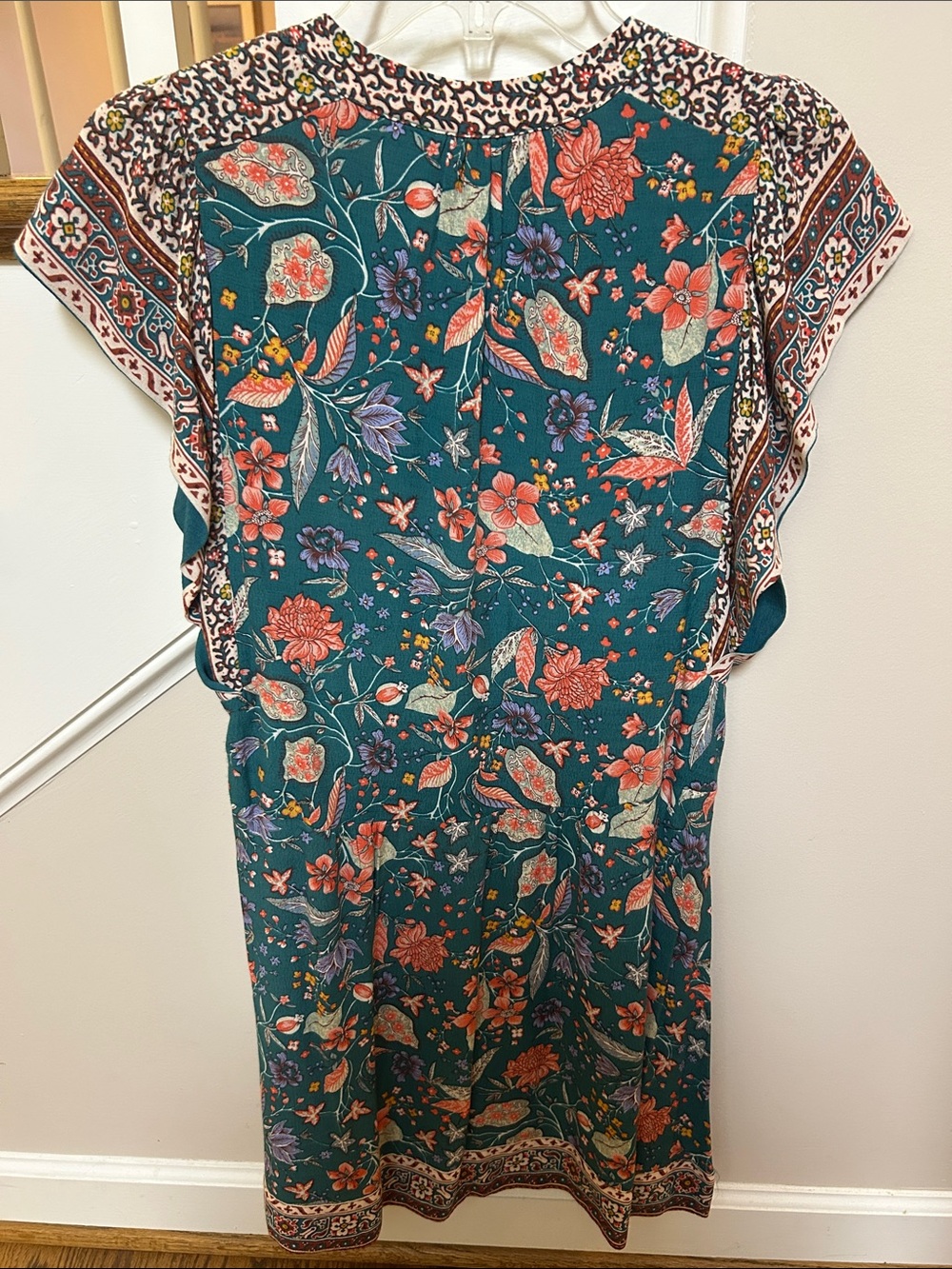 Anthropologie XS Zenia Green Floral V-Neck Dress - Picture 12 of 15